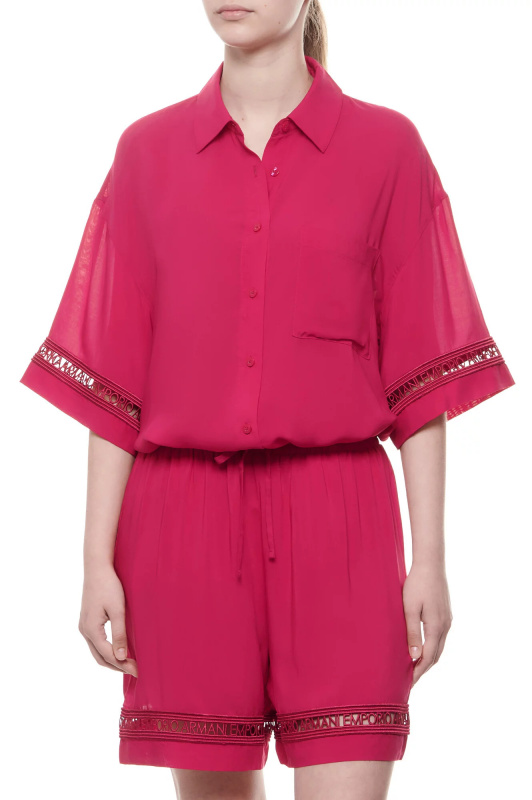Dámská plážová košile 262732 4R338 01975 třešňová - Emporio Armani S/M