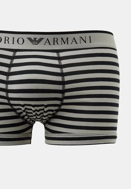Pánské boxerky 2Pack 111210 4R542 černé/proužek - Emporio Armani L