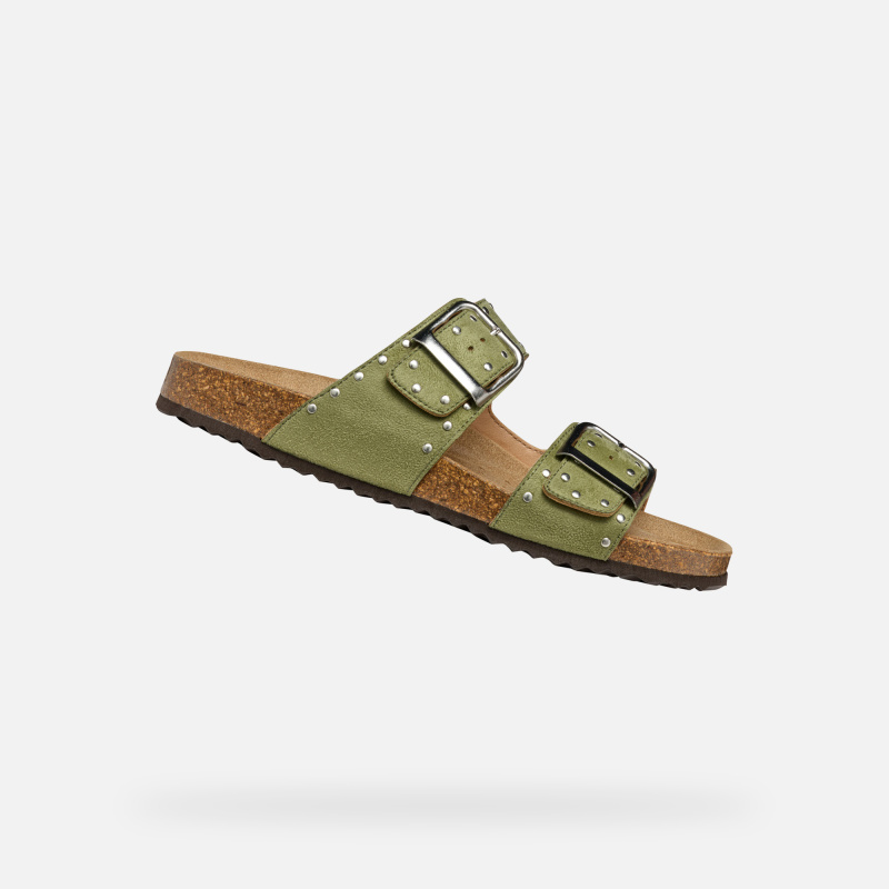 Světle zelené dámské pantofle Geox Brionia R - Dámské