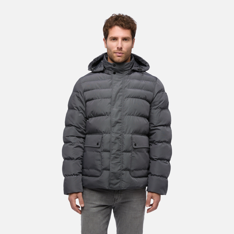 Šedá pánská péřová bunda Geox Leitan