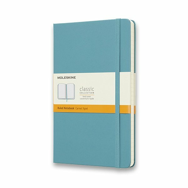 Zápisník Moleskine - tvrdé desky, L, linkovaný tyrkysový