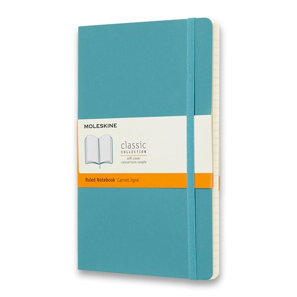 Zápisník Moleskine - měkké desky L, linkovaný, tyrkysový