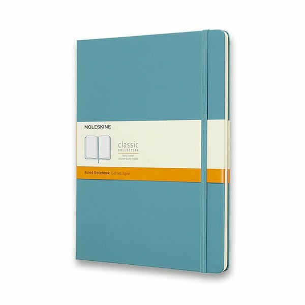 Zápisník Moleskine - tvrdé desky, XL, linkovaný tyrkysový