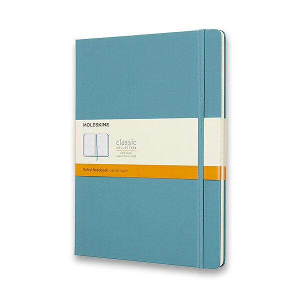 Zápisník Moleskine - tvrdé desky, XL, linkovaný tyrkysový