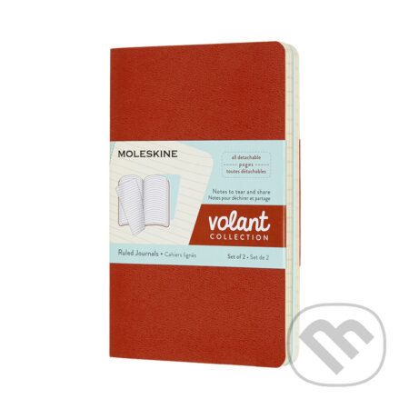 Sešity Moleskine Volant - měkké desky, S, linkované, 2 ks oranžový/ modrý
