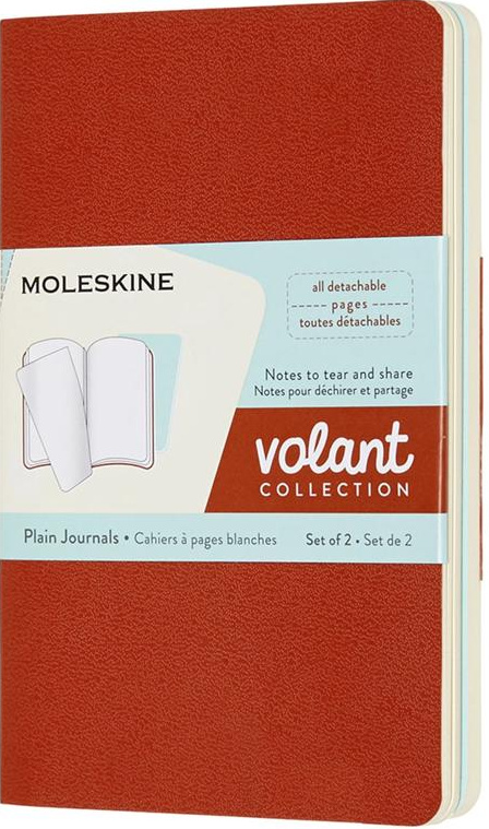 Sešity Moleskine Volant - měkké desky S, čisté, 2 ks, výběr barev oranžový/ modrý