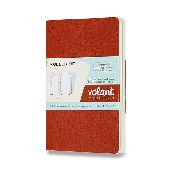 Sešity Moleskine Volant - měkké desky S, čisté, 2 ks, výběr barev oranžový/ modrý