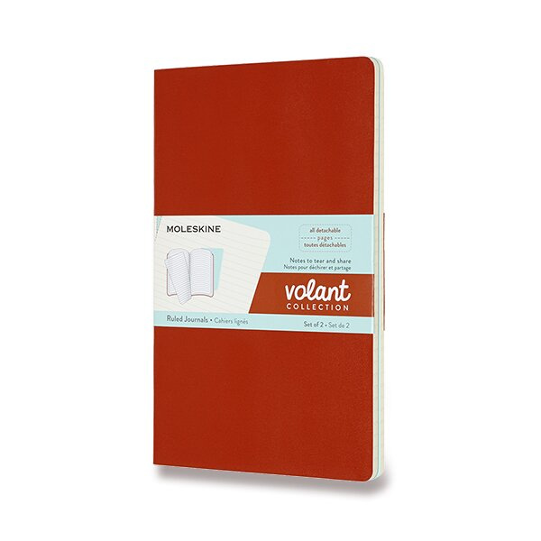 Sešity Moleskine Volant - měkké desky L, linkované, 2 ks, výběr barev oranžový/ modrý