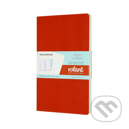 Sešity Moleskine Volant - měkké desky L, linkované, 2 ks, výběr barev oranžový/ modrý