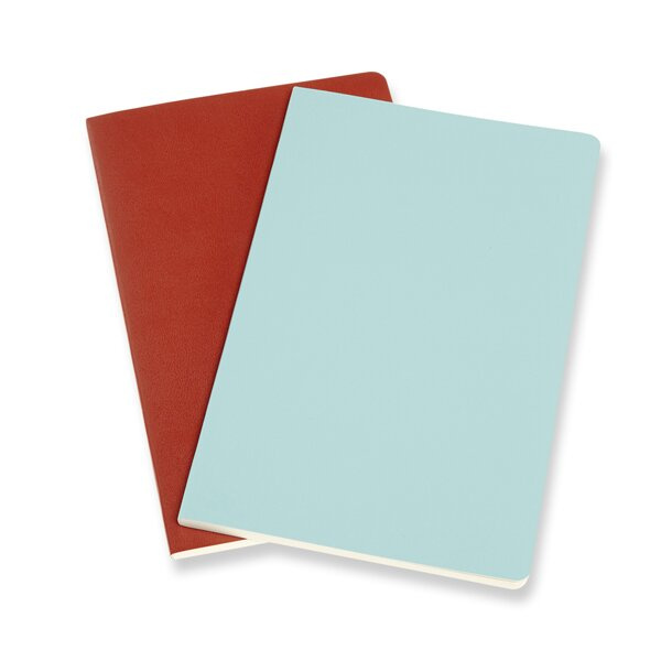 Sešity Moleskine Volant - měkké desky L, čisté, 2 ks, výběr barev oranžový/ modrý