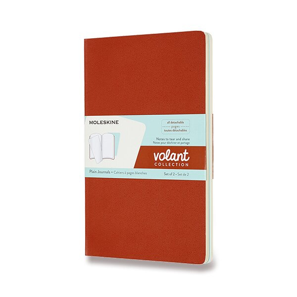 Sešity Moleskine Volant - měkké desky L, čisté, 2 ks, výběr barev oranžový/ modrý