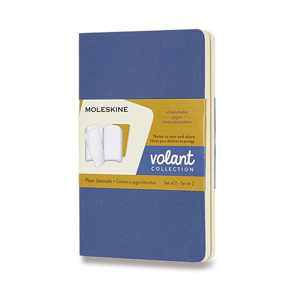 Sešity Moleskine Volant - měkké desky S, čisté, 2 ks, výběr barev modrý/ žlutý
