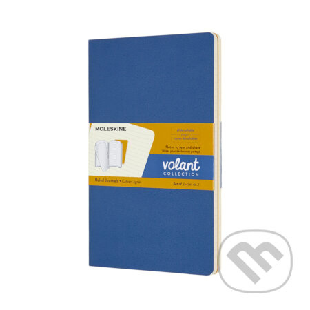 Sešity Moleskine Volant - měkké desky L, linkované, 2 ks, výběr barev modrý/ žlutý