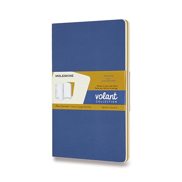 Sešity Moleskine Volant - měkké desky L, čisté, 2 ks, výběr barev modrý/ žlutý