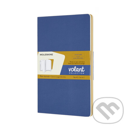 Sešity Moleskine Volant - měkké desky L, čisté, 2 ks, výběr barev modrý/ žlutý