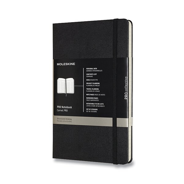 Zápisník Moleskine Professional - tvrdé desky, L černý