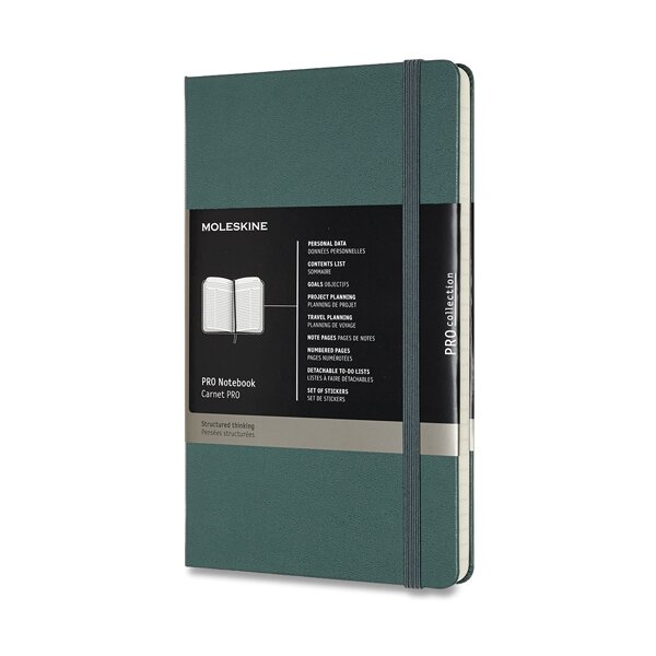 Zápisník Moleskine Professional - tvrdé desky, L tm. zelený