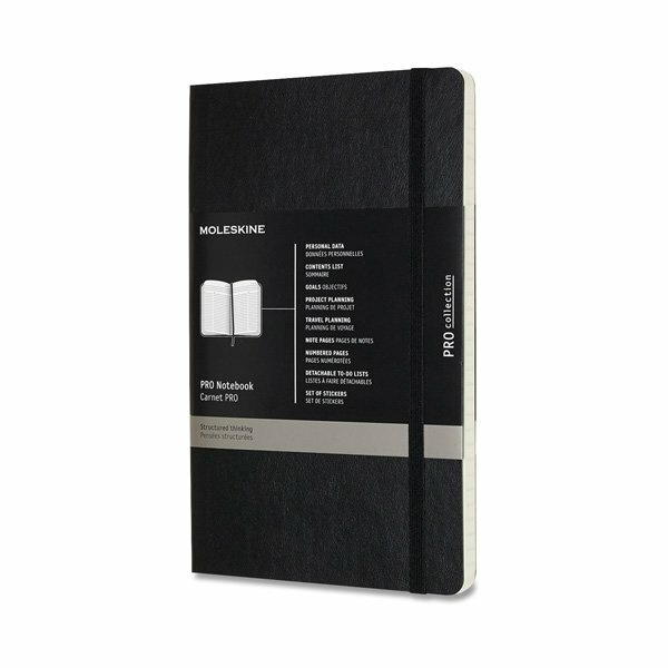 Zápisník Moleskine Professional - měkké desky, L černý