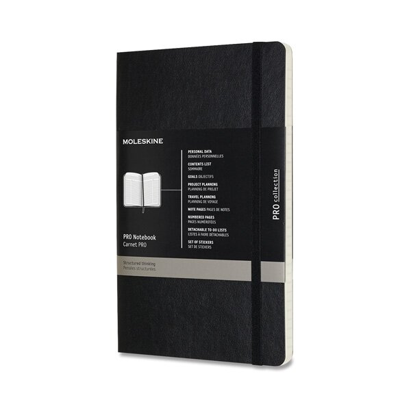 Zápisník Moleskine Professional - měkké desky, L černý