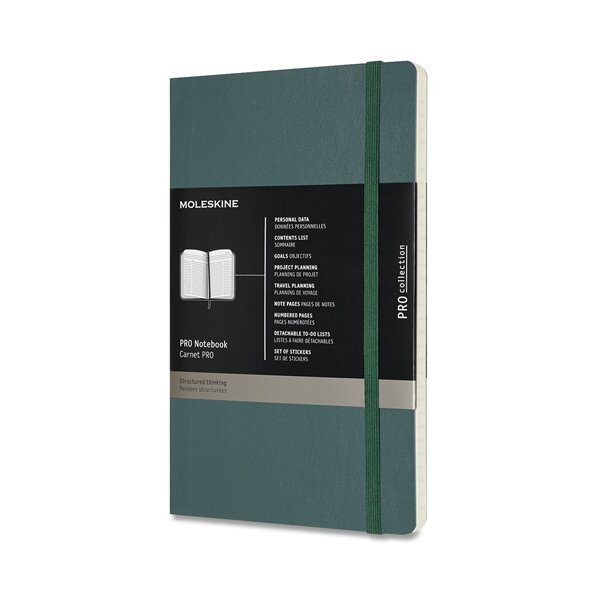 Zápisník Moleskine Professional - měkké desky, L tm. zelený