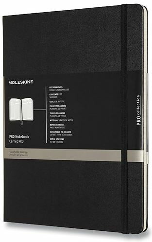Zápisník Moleskine Professional - tvrdé desky, XL černý