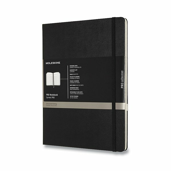 Zápisník Moleskine Professional - tvrdé desky, XL černý