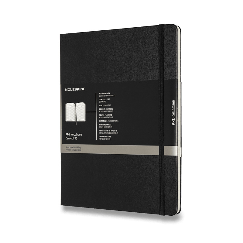 Zápisník Moleskine Professional - tvrdé desky, XL černý