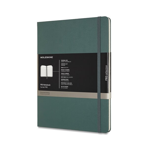 Zápisník Moleskine Professional - tvrdé desky, XL tm. zelený