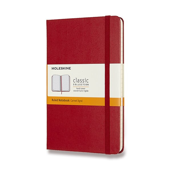 Moleskine zápisník tvrdý linkovaný - červený, M