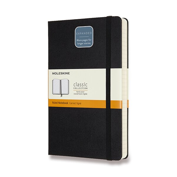 Moleskine Expanded Large Ruled Hardcover Notebook, Black Moleskine