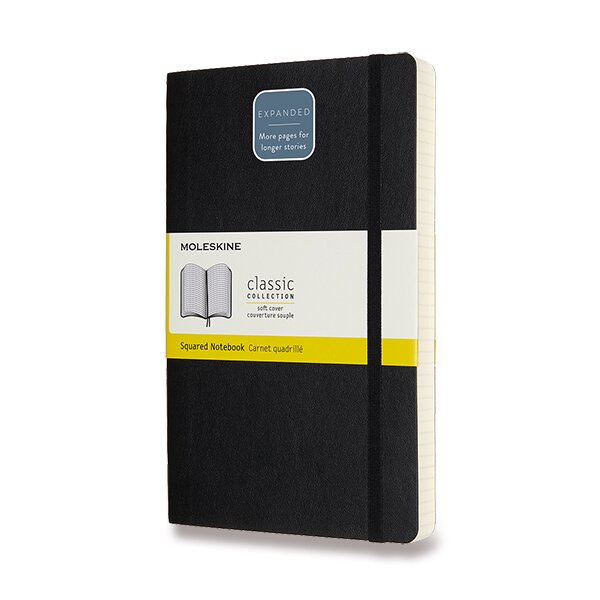 Zápisník Moleskine Expanded - měkké desky L, čtverečkovaný, černý