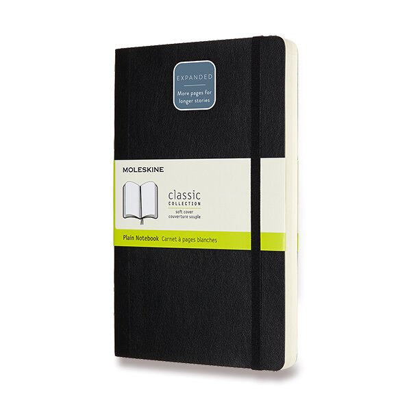 Zápisník Moleskine Expanded - měkké desky, L, čistý černý