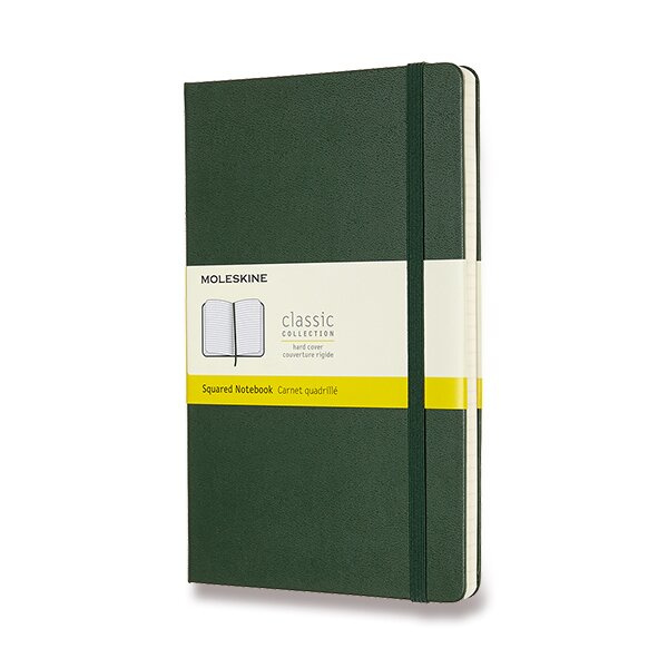 Zápisník Moleskine - tvrdé desky, L, čtverečkovaný tm. zelený