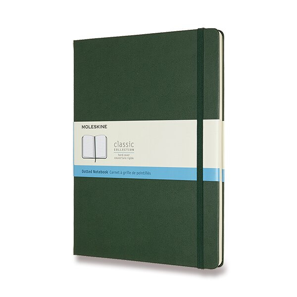 Zápisník Moleskine - tvrdé desky, XL, tečkovaný tm. zelený