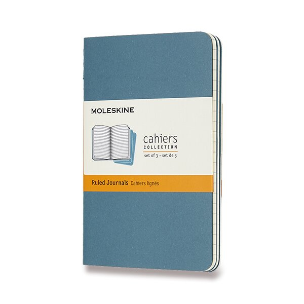 Sešity  Moleskine Cahier, S, linkované, 3 ks tm. tyrkysové