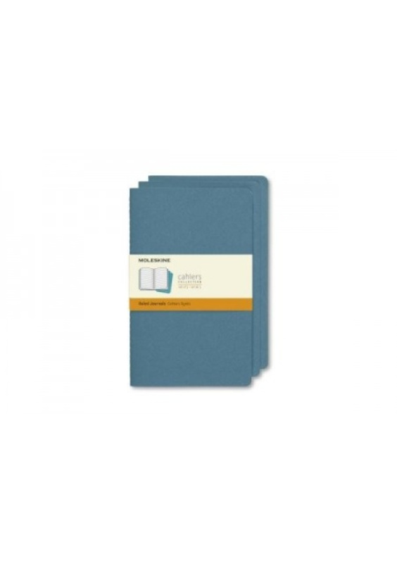 Set Of 3 Moleskine Large Ruled Cahier Journals, Brisk Blue Moleskine