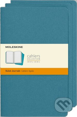 Set Of 3 Moleskine Large Ruled Cahier Journals, Brisk Blue Moleskine