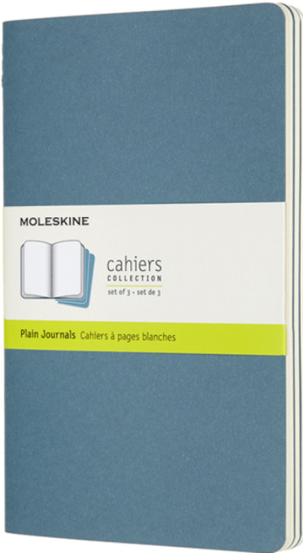 Sešity Moleskine Cahier, L, čisté, 3 ks tm. tyrkysové