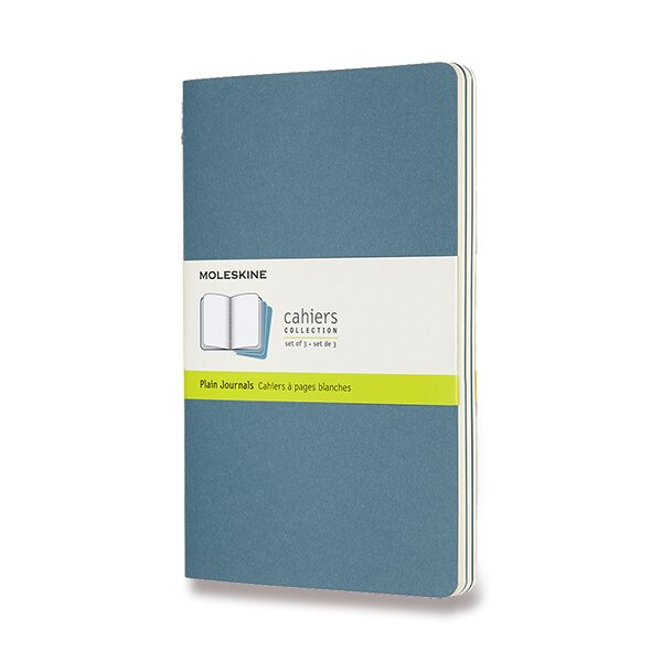 Sešity Moleskine Cahier, L, čisté, 3 ks tm. tyrkysové