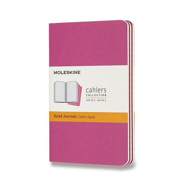 Sešity  Moleskine Cahier, S, linkované, 3 ks tm. růžové