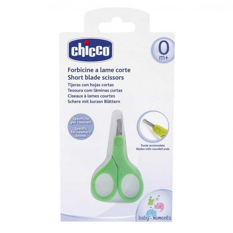 Chicco Short Blade Scissors dětské nůžky s kulatou špičkou 0 m+ 1 ks