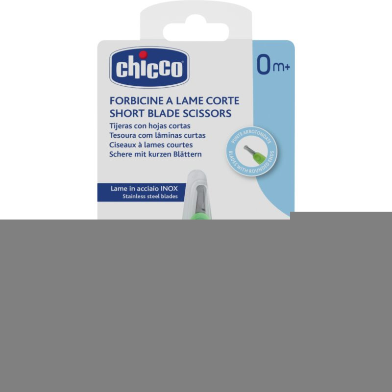 Chicco Short Blade Scissors dětské nůžky s kulatou špičkou 0 m+ 1 ks