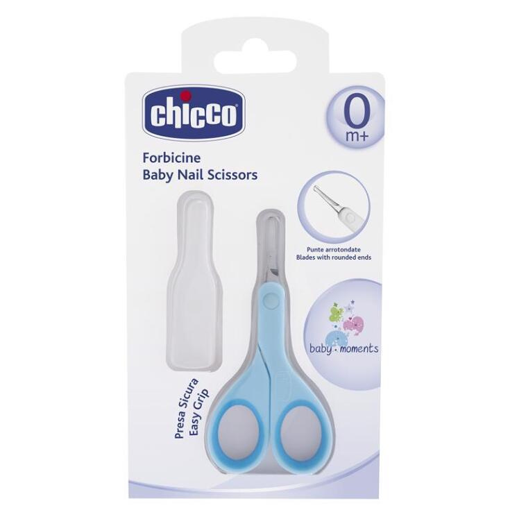 Chicco Baby Moments dětské nůžky s kulatou špičkou 0m+ Blue 1 ks