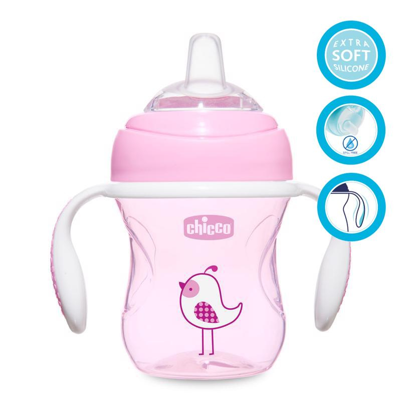 Chicco Transition tréninkový hrnek s držadly 4m+ Pink 200 ml