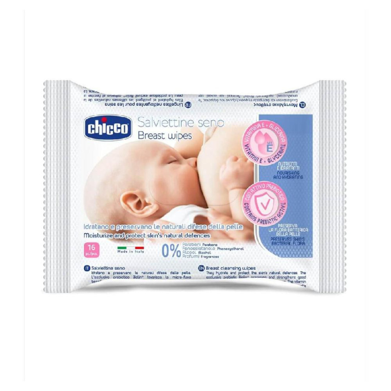 Chicco Breast Wipes vlhčené čisticí ubrousky na prsa 16 ks
