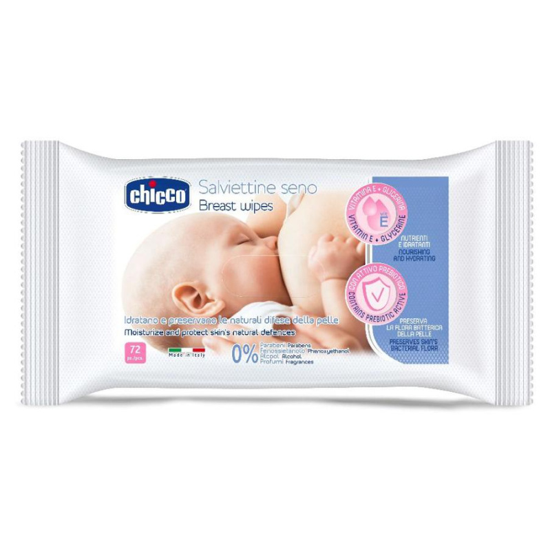Chicco Breast Wipes vlhčené čisticí ubrousky na prsa 72 ks