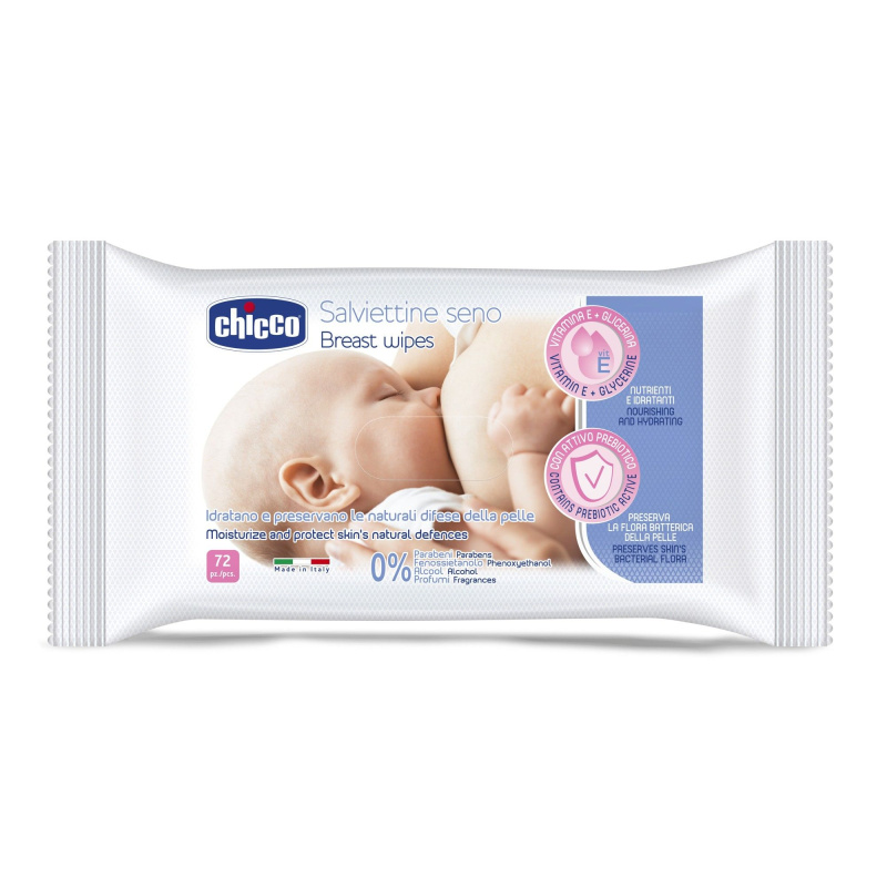 Chicco Breast Wipes vlhčené čisticí ubrousky na prsa 72 ks