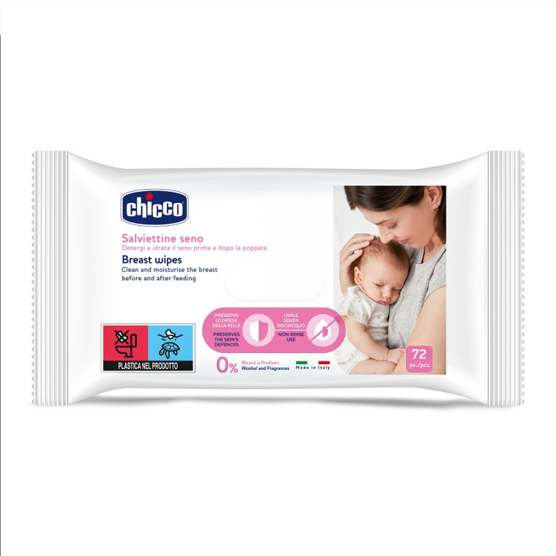 Chicco Breast Wipes vlhčené čisticí ubrousky na prsa 72 ks
