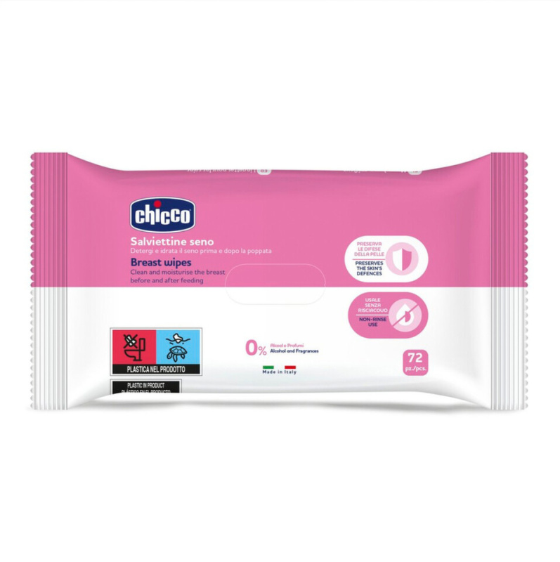 Chicco Breast Wipes vlhčené čisticí ubrousky na prsa 72 ks