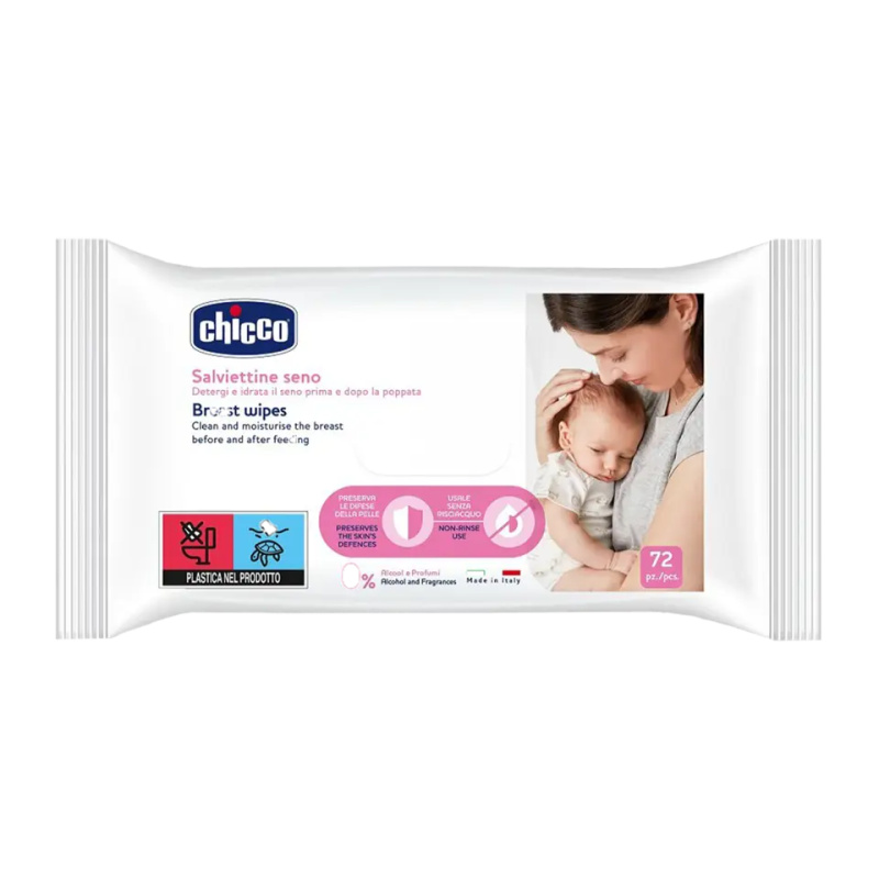 Chicco Breast Wipes vlhčené čisticí ubrousky na prsa 72 ks